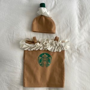 Coffee drink costume (12-18M) and adult apron.